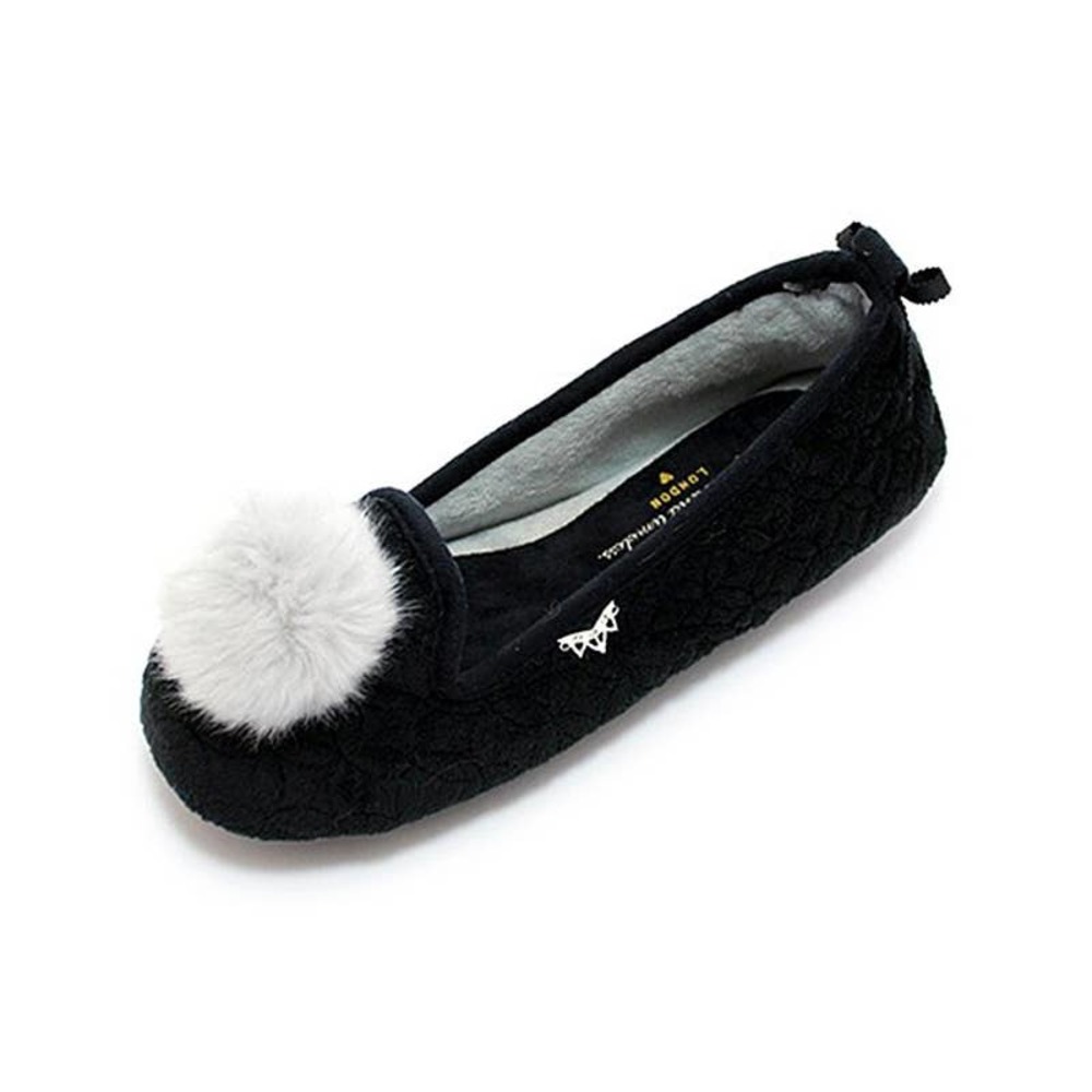 Pretty You London Meryl Slipper ~ Black  - Small (5-6)